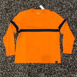 American Eagle Long Sleeve T Shirt. New with tags. Size XL. Orange w/blue stripe